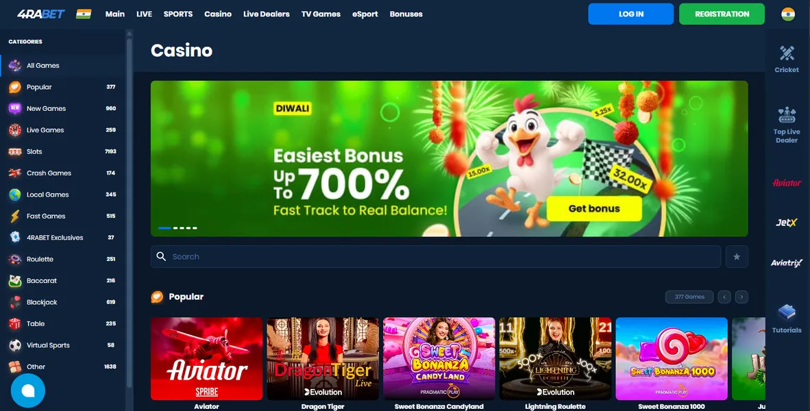 Bonuses and promotions on 4rabet India